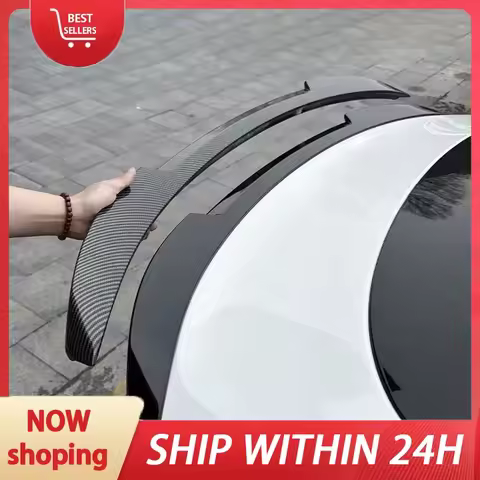 Car tail wing modification universal non perforated carbon fiber pattern car blade sports modificati