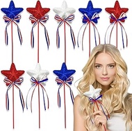 Foam Glitter Star Fairy Picks Puffy Styrofoam Sticks Ribbon Streamer Wands Patriotic 4th of July Cel