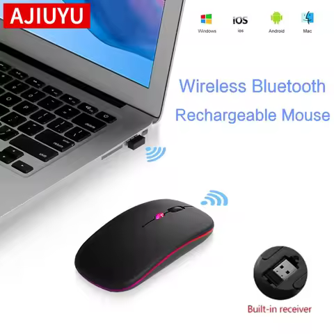 Rechargeable Bluetooth Mouse For Macbook Air Pro Retina 11 12 13 14 15 15.6 Xiaomi Hp Lenovo Laptop 