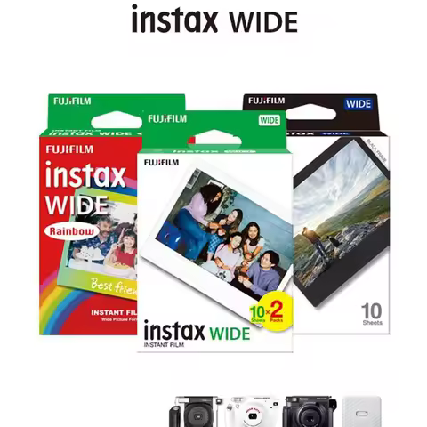 Fujifilm instax Wide Film Black/Rainbows 5 Inch Fujifilm Paper White Edge 10-100 Sheets For Fujifilm