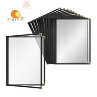 12 Pack Cafe Style Menu Cover Crystal Clear Vinyl (Black, 2 Pages/4 Views - 8.5 Inch X 11 Inch)