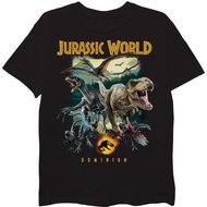 Jurassic World T-Shirt Baju Kaos Dinosaur Scale Logo T-Shirt Print Cotton Short Sleeve Lelaki & Wani