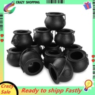 12Pcs Mini Black Cauldron with Handle Halloween Mini Witch Cauldron Halloween Pot Candy Holder for H