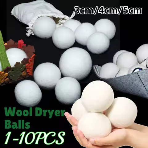 1-10pcs Reusable Wool Dryer Balls Clothes Softener Laundry Fleece Dryer Ball Kit Home Clothes Dryer 