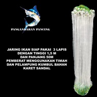 Ready-to-use fishing net 3 layers outer net 6in 0.30mm inner net 21/2in 0.25mm height 1.5m length 45