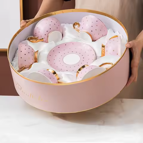 Elegant Home Gift Set Ceramic Coffee Mug English Stripe Spot Tea Cups Saucers Fine Bone China Tea Se