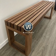 PATIO BENCH - OUTDOOR GARDEN BENCH - SOLID TREMBESI WOOD LONG BENCH