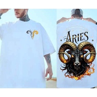 Aries-themed patterns streetwear tee-golden aries-oversize print tee