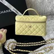 香奈兒 Chanel 25c lp 小雞黃色 飯盒包 盒子包 手提斜挎包 鏈條可拆卸