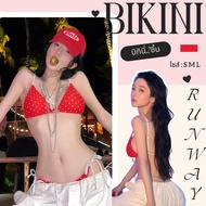 BIKINI RUNWAY Polka Dot Red Side Tie Wear It To Take Photos By The Sea. Available In Sizes S-L | Wei