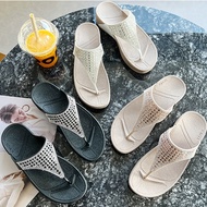 kasut selipar perempuan selipar perempuan Cross-Border Wedge Heel Sandals - Bright Diamond Design, T