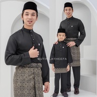 Baju Melayu Moden Cekak Musang warna Hitam (set ayah anak)