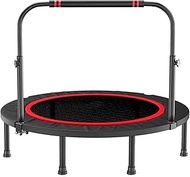 Trampette Foldable Trampoline With Adjustable Handle Bar， Indoor Portable Fitness Sports Trampoline Exercise Equipment, Load 300kg (Size : 50in)