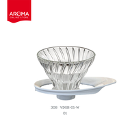 Hario ดริปเปอร์ แก้ว ฐานสีขาว V60 Glass Dripper White  (VDGR-01-W 308) (VDGR-02-W 309)