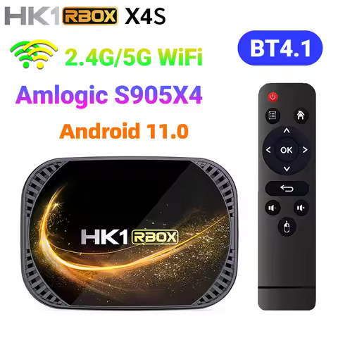 HK1 RBOX X4S Amlogic S905X4 Android 11.0 TV Box Support 2.4G/5G WiFi 4K 10+HDR H.265 HEVC BT4.1 100M