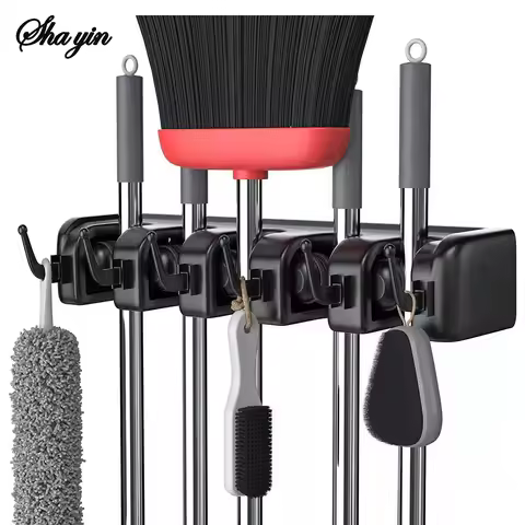 1PC Toilet Mop Holder For Storing Mops, Scrub Brushes And Brooms. Made Of Plastic. Suitable For Hang