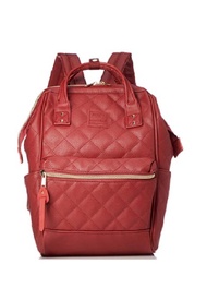 สีแดง ไซส์มินิ  Anello Quilting Hinge Clasp Backpack รุ่นหนังเย็บ ขนาด กว้าง24*สูง 35* หนา 14 ซม