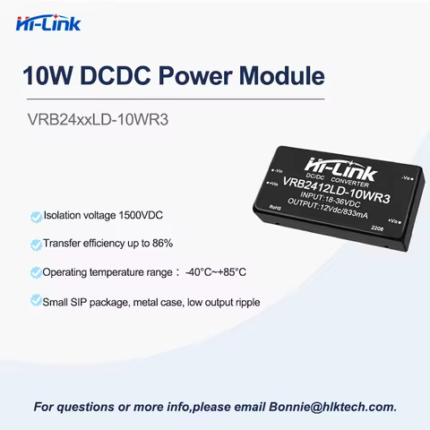 18-36Vdc to 10W 24V VRB2405LD-10WR3 VRB2412LD-10WR3 1500V Hi-Link Isolated Single Output DC-DC Power