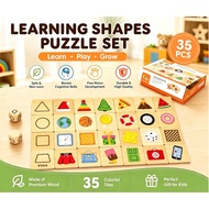 VIGA Five Senses Shape Cognitive Puzzle Children Sensory Classification Wooden Toys Visual Tactile S
