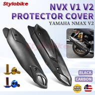 NVX155 V1 V2 / NMAX V2 NVX Yamaha Ekzos Coverset Exhaust Pipe Cover Muffler Protector Black Carbon S
