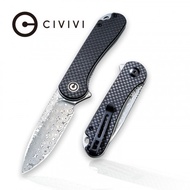 มีดพับ CIVIVI Elementum Flipper Knife Damascus Blade, Carbon Fiber and Black G10 Handles (C9...