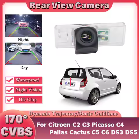 170 Degree 1080x720P HD Waterproof Car Vehicle Rear View Reverse Camera For Citroen C2 C3 Picasso C4