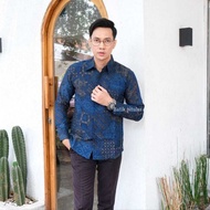 Biru Navy Kombel Kemeja Batik Premium Batik Pria Remaja Dewasa Kekinian PopulerBaju Batik Pria Warna