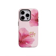Beautiful Pink Hibiscus Flower Hard Case Suitable for iPhone 16 17 15 14 13 12 11 PRO MAX Anti-Shock