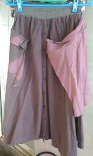 泰國製粉紫手染兩穿式衣，裙
