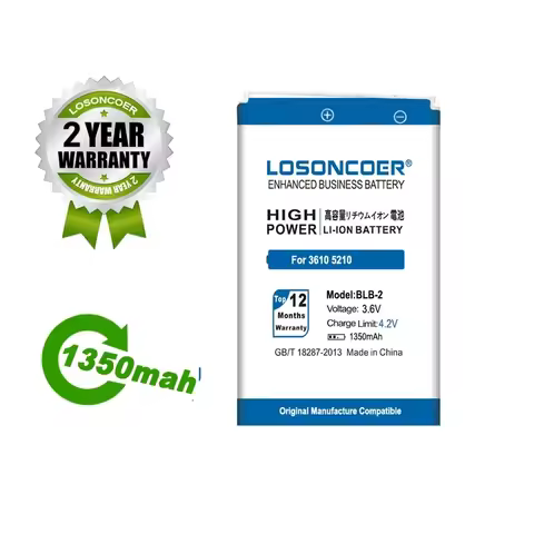 LOSONCOER Battery 1350mAh BLB-2 BLB2 Battery For Nokia 3610 5210 6500 6510 7650 8210 8250 8310 8850 