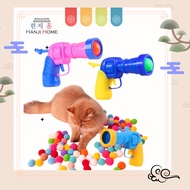 Hanji Mainan Haiwan Cat Toy Plush Ball Launcher Teasing Cat Hairball Shooter Toy Gun Pet Entertainme