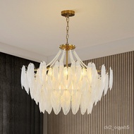 French Entry Lux Feather Glass Chandelier Retro American Bedroom Dining Room Living Room Study Cloakroom Designer Lamps