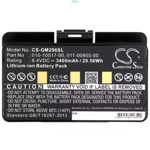Cameron Sino 3400mAh Battery 010-10517-00 010-10517-01 for Garmin EGM478 GPSMAP 276 276c 296,376,376