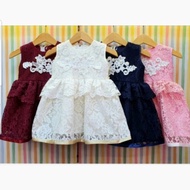 Dress Anak Bayi Perempuan Baju Pesta Kondangan Brokat Renda Tumpuk