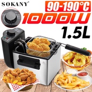 1.5L 1000W Electric Deep Fryer French Frie Frying Machine Oven Hot Pot Fried Chicken Grill Adjustabl
