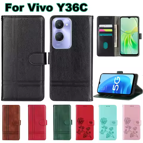 Leather Case For Vivo Y36C Phone Cover Wallet Capa For Vivo Y28e 5G Coque For Carcasa Vivo Y37 Y37m 