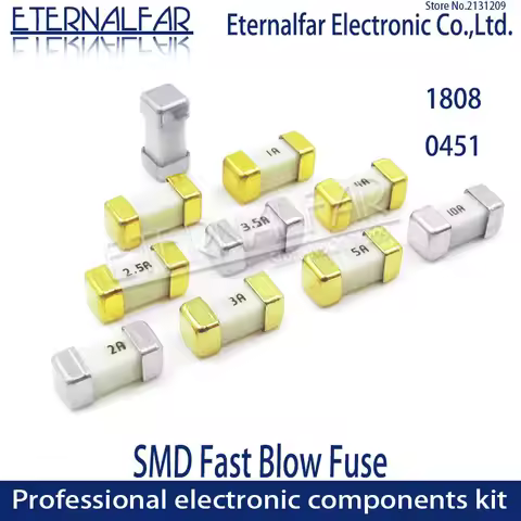 Gold Silver 1808 125V 250V AC 0451 SMD Fast blow Fuse 0.5A 500mA 1A 2A 3A 4A 5A 6.3A 8A 10A 12A 15A 