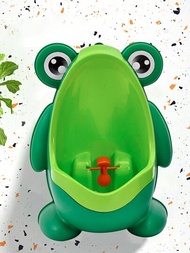 1只綠色青蛙男童小便斗-掛鉤式尿盆,適用於馬桶訓練嬰幼兒和兒童,可愛的設計