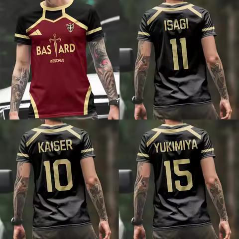 Men's T-shirt Oversize Blue Lock Bastard MUNCHEN T Shirts Anime Cos ISAGI KAISER T-shirts Women Clot