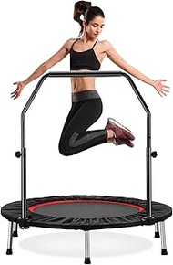 ZENOVA 40" Mini Trampoline, Foldable Trampoline for Adults Fitness ,Exercise Trampoline with Adjustable Bar Indoor Rebounder Jumping Workouts 330LBS Weight Capacity