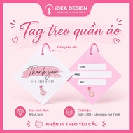 [NO STRING INCLUDED] Clothing Tags, Clothes Hang Tags, Fashion Hang Tags - PINK THANK YOU TAG - Size