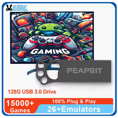 Retrobat 128G USB 3.0 Disk 26 Emulators＆15000+ Retro Games for PS2/PSP/DC/N64/NES/3DS/SS for Windows