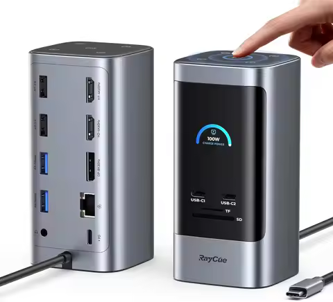 15-in-1 Laptop Docking Station with Triple 8K Display, 6 USB Ports, Gigabit Ethernet & PD Charging