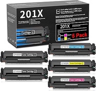 (5-Pack,2BK+1C+1M+1Y) 201X | CF400X CF401X CF402X CF403X Compatible High Yiled Toner Cartridge Replacement for HP 201X M252n(B4A21A) MFP M274n(M6D61A) Printer Toner Cartridge,Sold by JETACOLOR.