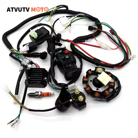 9pcs/Lot Wiring Harness Wire Loom Electrics Stator Coil CDI For ATV Quad 4 Four Wheelers 150-250CC C