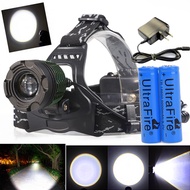 LED T6 Zoomable Headlamp Focus Head Light +Charger