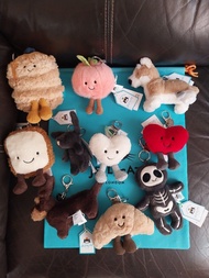 稀有 絕版 全新 退休 英國 London Jellycat Retired Keychain KC 臘腸狗 哥基犬 柯基犬 藍莓鬆餅 桃 白色愛心 紅色愛心 骷髏骨 BOB 牛角包 吐司 方包 麵包