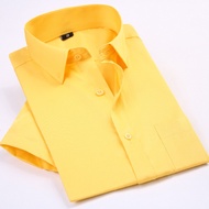 Summer Men Short-Sleeved Shirt Men Yellow Shirt Professional Workwear Business Shirt Workwear Embroi