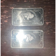 2 pcs 1 oz One Troy Ounce USA American Buffalo German Silver Plated Bar (Defects) 1oz