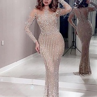 Long Mid-Waist Sequin Skirt - Stylish & Slimming Gold